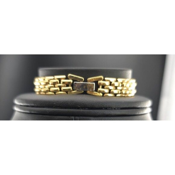 BMNY 14k GP Link Bracelet With Rhinestone Double-Loop Design - Picture 3 of 7